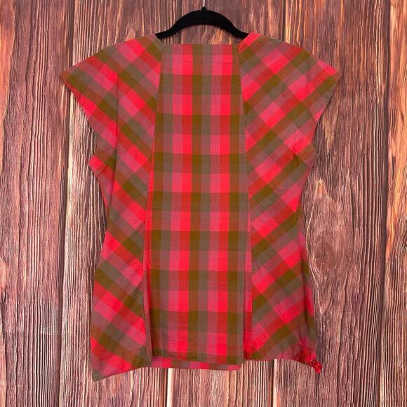 Arcteryx Womens Top Plaid Square Neck Cap Sleeve Red Size S / M - Picture 4 of 7